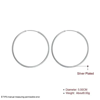 Novo N925sterling Srebrne barve visoke kakovosti ogledalo velik krog, ženski uhani preprost sterling Srebrni barvi nakit E042