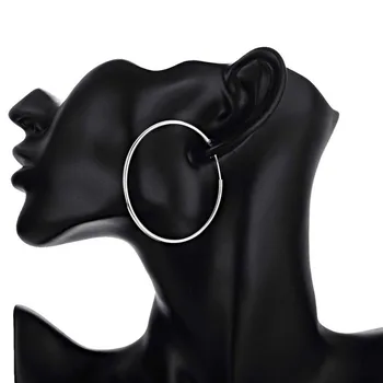Novo N925sterling Srebrne barve visoke kakovosti ogledalo velik krog, ženski uhani preprost sterling Srebrni barvi nakit E042