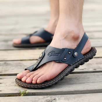 Novo Poletnih Vrh Kakovosti Sandali Moški Priložnostne Čevlji Zavezat Prostem Plaži Moški Gume, Ki Je Edini Footwears Sandale Flip Flop Plus 38-47