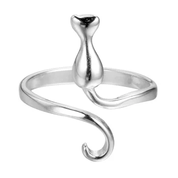Novo pozlačen prstan mačka osebnost mačka obroč srčkan nastavljiv modni nakit