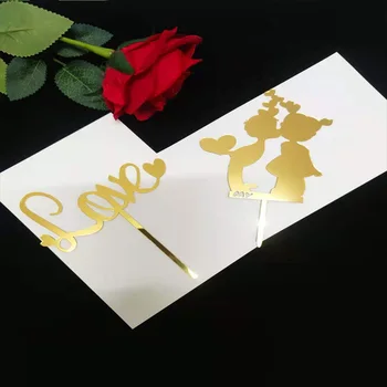 Novo Srečno Poroko Akril Torto Pokrivalo Zlati Ljubezen Romantična Par Rojstni dan Torta Pokrivalo za Valentinovo Stranka Torto Dekoracijo