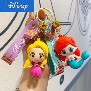 Novo Srčkan Disney Risanke Sneguljčica Lepilo Morska Deklica Princesa Keyring Ženski Srčkan Lutka Ključnih Verige Pari Darilo Vrečko Obesek Keychain