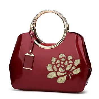 Novo stilsko lakiran torbici svetlo, s katerimi se soočajo lupini retro kovin ročne ženske vrečko priložnostne natisniti eno-ramo poševen križ vrečko