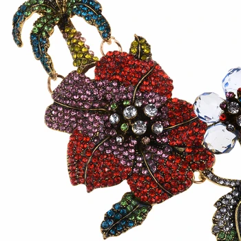 Novo Za Oblikovanje Multicolor Kristalno Kroglice Cvet Ogrlice Nosorogovo Izjavo Choker Ogrlica Ptica Oster Nakit