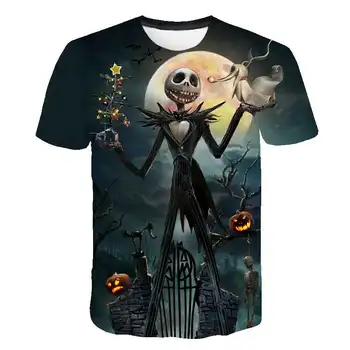 Nočna mora Pred Božičem Jack Halloween T Shirt Horror Filmov 3D Tiskanih Anime Majice Moške Ženske Poletje Kratek Sleeve Majica s kratkimi rokavi