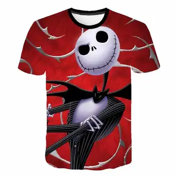 Nočna mora Pred Božičem Jack Halloween T Shirt Horror Filmov 3D Tiskanih Anime Majice Moške Ženske Poletje Kratek Sleeve Majica s kratkimi rokavi