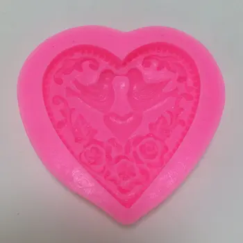 O1025 2017 Vroče Prodaje Mini Srce Oblika Silikonsko Plesni Golobi Torto Dekoracijo orodja