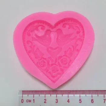 O1025 2017 Vroče Prodaje Mini Srce Oblika Silikonsko Plesni Golobi Torto Dekoracijo orodja