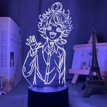 Obljubljena Neverland Anime Slika Model 3D Lučka Kawaii Emma figuric LED Nočna Lučka DIY Dekoracijo Anime Ljubitelje Darila