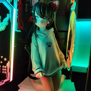OCHI LIPKA Cat-eared dekle Ooki Ripuka siva Slika PVC Model zbiranja igrač, daril 16 cm