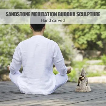 Odtenek Peščenjak Meditacija Kip Bude, Kiparstvo Ročno Izrezljane Figur, Ki Sedi Ganesha Buda Strani Klada
