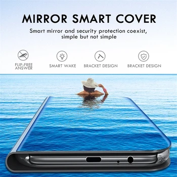 Ogledalo Flip Primeru Telefon Za Huawei P40 P30 Pro P20 Lite P10 Usnje Stojalo Pokrov Za Mate 20 30 Pro 10 Lite Zaščitni Lupini