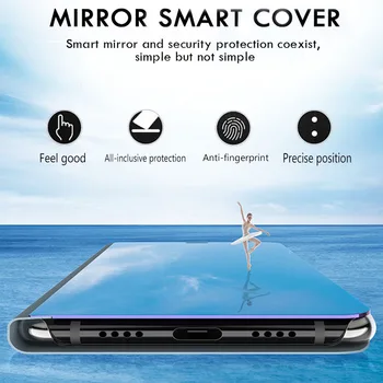 Ogledalo Flip Primeru Za Samsung Galaxy S21 Ultra S20 FE S10 Plus A51 A71 A12 A32 A42 A52 A72 A21S A50 Opomba 20 10 Lite Pokrov