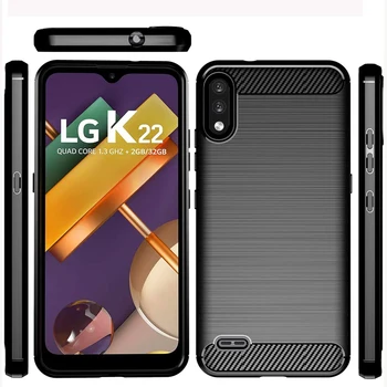 Ogljikovih Vlaken Primeru Telefon Za LG K22 LG K22 Plus LG k32 LG Žamet Primeru Mehko TPU Shockproof Odbijača Primeru Za LG Žamet LG K22