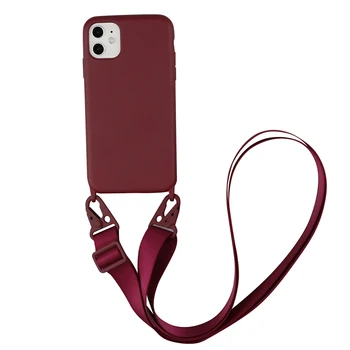 Ogrlica Barva Crossbody Kabel Trak Primeru Telefon za iPhone 12 11 Pro Max XR XS Max X 7 8 Plus Vrvica za opaljivanje tega Vrv Kože, Občutek Primerih