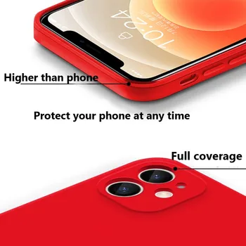 Ohišje Za iPhone 7 6 6S 8 Plus Primeru Luksuznih Original Tekoče Silikona Mehko Kritje Za iPhone 11 12 Pro X XR XS Max Shockproof lupini