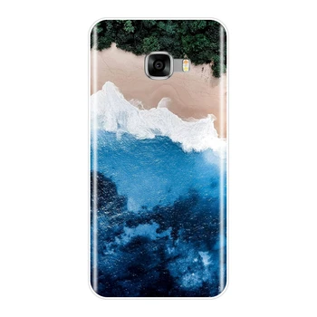 Ohišje Za Samsung Galaxy C5, C7, C8 Mehki Silikonski Roza Modra Plaža Val Oceana Zadnji Pokrovček Za Samsung Galaxy C9 C7 C5 Pro Primeru Telefon