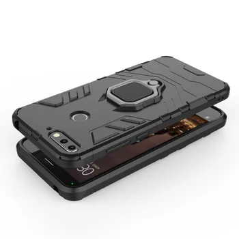 Oklep Shockproof Obroč Imetnik Primeru telefon Za Huawei Honor 7A Težko PC Mehko TPU Hibridni Krepak Zadnji Pokrovček