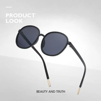 Okrogla sončna Očala Ženske blagovne Znamke Oblikovalec Ovalne Prevelik sončna Očala Ženski Retro Črno Barvo Očal UV400