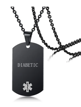 Opozorilo Neckalce iz Nerjavečega Jekla po Meri Vgravirana Medic ID Vojaški Pes Tag Diabete Obesek v Sili Moške Nakit