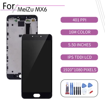 Original Za Meizu MX6 LCD Zaslon na Dotik, Računalnike Zbora Za Meizu Mx6 Zaslon z Okvirjem Zamenjava M685Q M685H M685M M685C