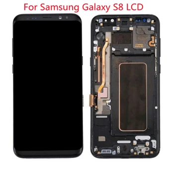 Originalni Samsung Galaxy S8 LCD Z Okvirjem G950 G950F G950U Zaslona na Dotik Zaslon na Dotik Skupščina S črtami ali črne pike