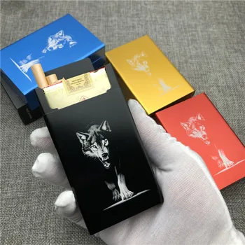Osebno Customizd Kralj Volk Cigaret Primeru Škatle Ultra Tanek Prenosni Aluminijeve Zlitine Stran Cigareto Polje Lev, Zmaj, Tiger