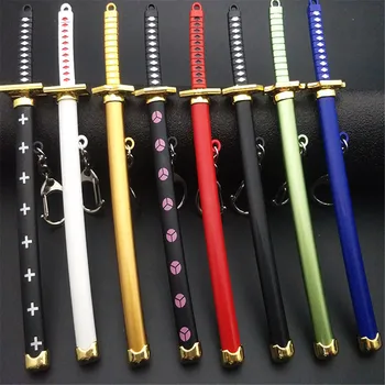 Osem Barve Meč Keychain Ženske, Moške Anime Nož Scabbard Sabre Sneg Nož Ključnih Verige Katana En Kos 15 cm Q-053