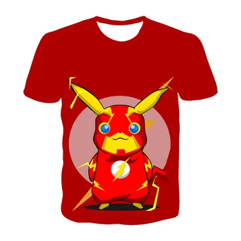 Otroci T-Shirt Anime Pikachu 3D Tiskanih Kratek Rokav Manga Kostum Kul Smešno Kawaii Srčkan Tshirts Harajuku Priložnostne Tee Shirt 2021
