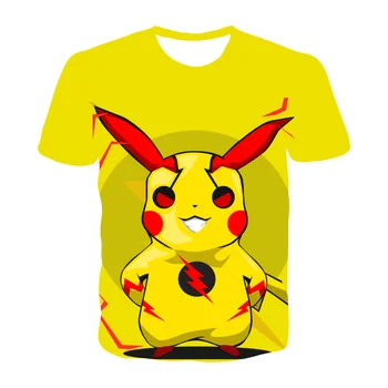Otroci T-Shirt Anime Pikachu 3D Tiskanih Kratek Rokav Manga Kostum Kul Smešno Kawaii Srčkan Tshirts Harajuku Priložnostne Tee Shirt 2021