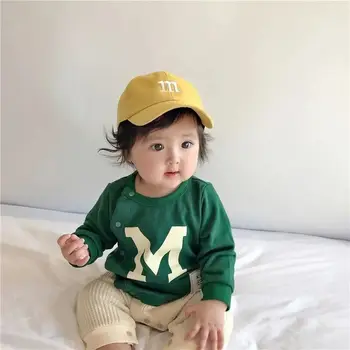 Otrok je Otrok Baseball Skp za Dekleta Fant Kape za zaščito pred soncem Baby Klobuk Hip Hop M Črke, Vezene Srčkan Otroci Kape 1-6Y