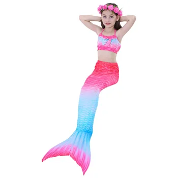 Otrok morska deklica, Plavanje Obleko 3pcs morska deklica Repi Swimmable Kopalke morska deklica Kostum, Obleke, Kopalke Bikini Kompleti za Dekleta Otroci