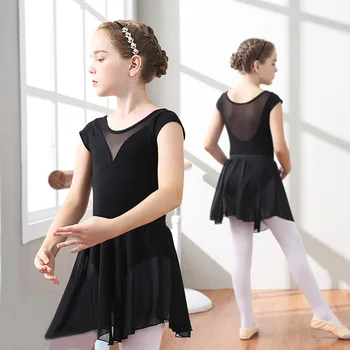 Otrok, Opravljati Balet Ples Obleko Dekle Kratek Jumpsuit + Eno Plast Šifon Krilo Poletje Balet Plesne Kostume