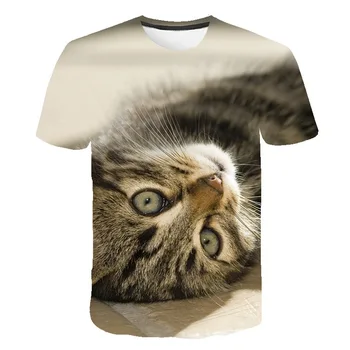 Otroška oblačila Poletje športna oblačila Smešno luštna mačka 3D tiskanih dolg rokav T-shirt Moda vrh, za tako fantje in dekleta