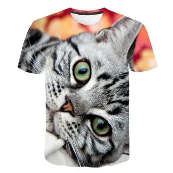 Otroška oblačila Poletje športna oblačila Smešno luštna mačka 3D tiskanih dolg rokav T-shirt Moda vrh, za tako fantje in dekleta