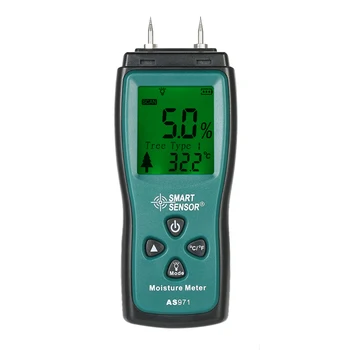 PAMETNO TIPALO AS971 Ročni Mini Les Vlago Meter Digitalni LCD Lesa Vlažno Meter Detektor Tester 2 Pin Sonda Razpon 2%~70%