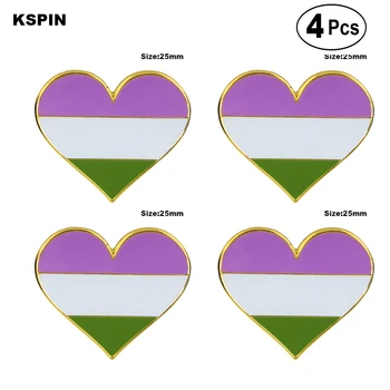 Pansexual ponos srca v obliki Pin River Pin Značko Broška Ikone 4pcs