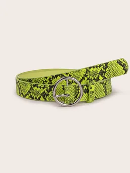 Pasovi za ženske luksuzni oblikovalec blagovne znamke Neon Zelena Kača Kožo Vzorec Tiskanja Tanke Waistbelt Ženske Modni Jeans Pasovi