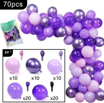 Pastelno Vijolična Baloni 70pcs Vijolična Kovinski Baloni Violet Baloni Vijolično Okraski Stranka Rojstni dan Okraski Baby Tuš