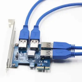 PCIE PCI-E PCI Express Kartico Riser 1x Do 16x 1 Do 4 USB 3.0 Režo Multiplikator Hub Adapter Pretvornik Za BTC Rudar Rudarstvo