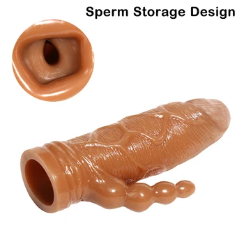 Penis vibratorji Kondom Večkratno uporabo Penis Rokav Extender Realne Silikonski Podaljšek Sex Igrača za Moške Kurac Enlarger Tulec Zamudo
