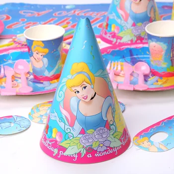 Pepelka Šest Princesa Risanka Temo Stranki Razpoložljivi namizni pribor Set skodelic Papirja plošče Dekleta Rojstni dan Dekor Otroci Darila