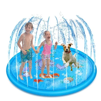 Pes predpražniki hišni ljubljenčki napihljivi fontane otroke vode preproge psi travnik igre zalivanje igrače na prostem, kopalne kadi, bazeni