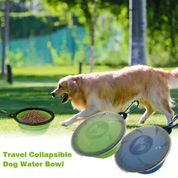 Pes Sklede Potovanja Upogljivi Mačka Vodo Skledo Prenosni Foldaway Posodo S Pokrovom & Carabiner BPA-Free Stroj Posode Hrane za Hišne živali