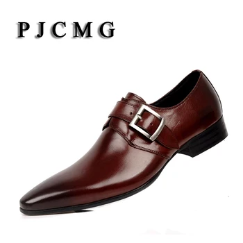 PJCMG EU38-44 Pomlad/Jesen Nova Moda za Moške Poslovne Formalno Pravega Usnja Konicami Prstov Office & Kariera Moške Sapatos Čevlji