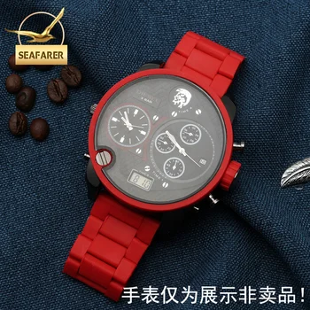 Plastična obloga Jeklenih Watch Trak za DIZELSKE Watch Band Dz7396 Dz7370 Dz4289 Moški Nepremočljiva Watch Zapestnica 28 mm, Rdeče Črno