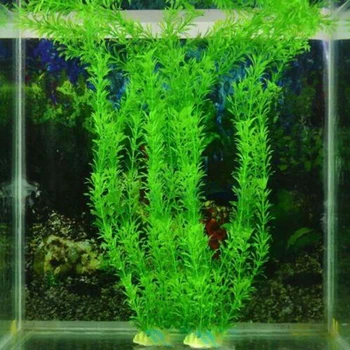 Plastični Okras 30 cm Umetnih Podvodnih Rastlin Aquarium Fish Tank Dekoracijo Zelena Vijolična Vodo, Travo Ogled Odlikovanja