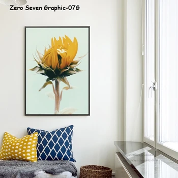 Platno Poster Tiskanje Elegantno Ton Narave, Rastlin Sončnice Cvetenja Fotografija Wall Art Okras Za Salon, Dnevna Soba