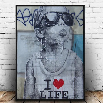 Platno Slikarstvo Banksy Grafiti Natisne Wall Art Plakat Ljubezensko Življenje Wall Art Slike Doma Dekoracijo Daril