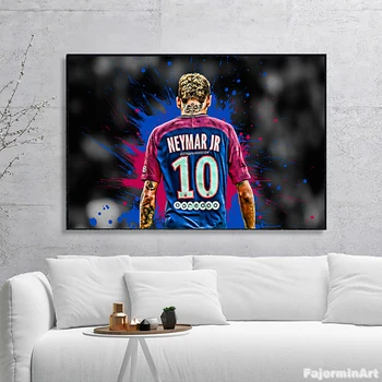 Platno Slikarstvo Neymar Plakatov in Fotografij Brazilija Nogometna Legenda Wall Art Šport Sliko Za dnevno Sobo Cuadros Doma Dekor